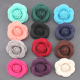Multicolor Wool Camellia Rose Flower Brooch Lapel Pin Lady Corsage