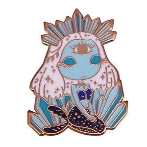 Mermaid Enamel Pins Marine Cat Dog Brooches Copper Lapel Badges