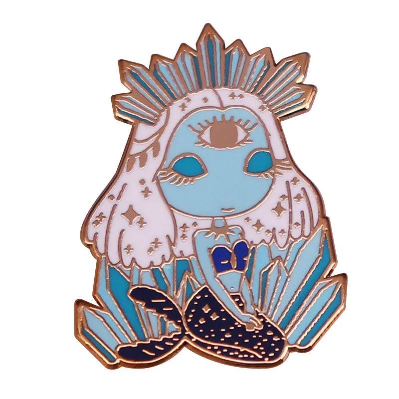 Mermaid Enamel Pins Marine Cat Dog Brooches Copper Lapel Badges