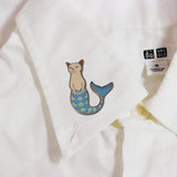 Mermaid Enamel Pins Marine Cat Dog Brooches Copper Lapel Badges