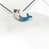 Mermaid Enamel Pins Marine Cat Dog Brooches Copper Lapel Badges