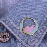 Mermaid Enamel Pins Marine Cat Dog Brooches Copper Lapel Badges