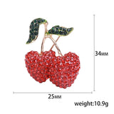 Red Cherries Rhinestone Brooch for Girls Clothes Pin