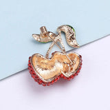Red Cherries Rhinestone Brooch for Girls Clothes Pin