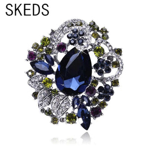 Bohemian Crystal Brooch Pin Vintage Style Classic Banquet Party Jewelry