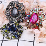 Bohemian Crystal Brooch Pin Vintage Style Classic Banquet Party Jewelry