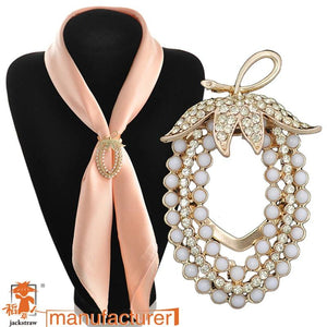 Rhinestone Silk Scarf Buckle Enamel Brooch Wedding Pin