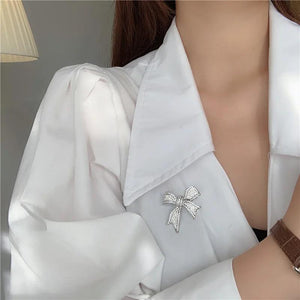 Big Bow Brooch Necktie Shirt Collar Jewelry for Women