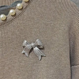 Big Bow Brooch Necktie Shirt Collar Jewelry for Women