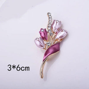 Xingyunday Golden Tulip Brooch Flower Pin For Women