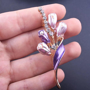 Xingyunday Golden Tulip Brooch Flower Pin For Women