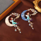 Muylinda Fairy Enamel Moon Girl Tassel Brooch