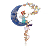 Muylinda Fairy Enamel Moon Girl Tassel Brooch