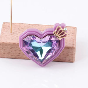 Purple Heart Crown Acrylic Brooch Lapel Pin for Women