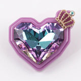 Purple Heart Crown Acrylic Brooch Lapel Pin for Women