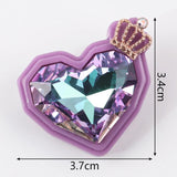 Purple Heart Crown Acrylic Brooch Lapel Pin for Women