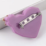 Purple Heart Crown Acrylic Brooch Lapel Pin for Women