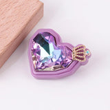 Purple Heart Crown Acrylic Brooch Lapel Pin for Women