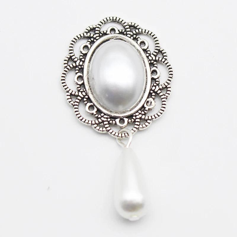 10 Pcs Alloy Oval Pearl Flat Bottom DIY Clothing Wedding Decoration Jewelry