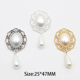 10 Pcs Alloy Oval Pearl Flat Bottom DIY Clothing Wedding Decoration Jewelry
