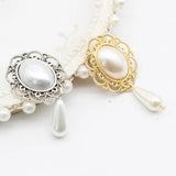 10 Pcs Alloy Oval Pearl Flat Bottom DIY Clothing Wedding Decoration Jewelry