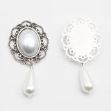 10 Pcs Alloy Oval Pearl Flat Bottom DIY Clothing Wedding Decoration Jewelry