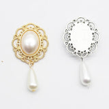 10 Pcs Alloy Oval Pearl Flat Bottom DIY Clothing Wedding Decoration Jewelry