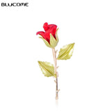 Red Pink Rose Flower Brooches Enamel Wedding Party Banquet Brooch