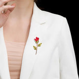 Red Pink Rose Flower Brooches Enamel Wedding Party Banquet Brooch