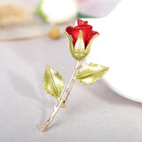 Red Pink Rose Flower Brooches Enamel Wedding Party Banquet Brooch