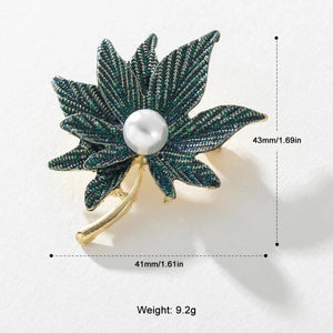 Retro Pearl Double Maple Leaf Brooch Female Pin Jewelry YT493