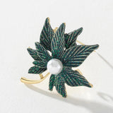 Retro Pearl Double Maple Leaf Brooch Female Pin Jewelry YT493