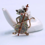 Cat Violin Brooch for Women Girls, Zircon Jewelry Pin