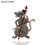 Cat Violin Brooch for Women Girls, Zircon Jewelry Pin