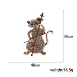 Cat Violin Brooch for Women Girls, Zircon Jewelry Pin