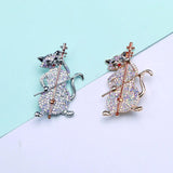 Cat Violin Brooch for Women Girls, Zircon Jewelry Pin