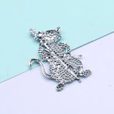 Cat Violin Brooch for Women Girls, Zircon Jewelry Pin