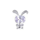 Baiduqiandu Pink Rabbit Brooch Pins with Cubic Zircon