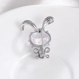 Baiduqiandu Pink Rabbit Brooch Pins with Cubic Zircon