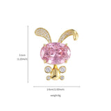 Baiduqiandu Pink Rabbit Brooch Pins with Cubic Zircon