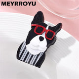 Glasses Dog Brooch for Woman Acrylic Material Cartoon Trendy Creative Animal
