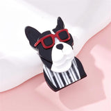 Glasses Dog Brooch for Woman Acrylic Material Cartoon Trendy Creative Animal