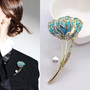 Vintage Plant Leaf Brooches Pearl Ginkgo Brooch Pin Corsage Classic Jewelry