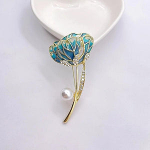 Vintage Plant Leaf Brooches Pearl Ginkgo Brooch Pin Corsage Classic Jewelry
