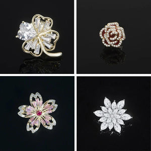 CZ Camellia Flower Brooch for Coat Dress
