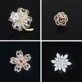 CZ Camellia Flower Brooch for Coat Dress