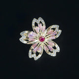 CZ Camellia Flower Brooch for Coat Dress