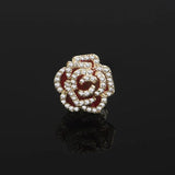 CZ Camellia Flower Brooch for Coat Dress