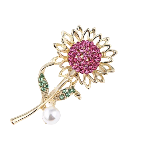 Sunflower Rhinestone Lapel Pin - Women's Delicate Accessory
