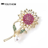 Sunflower Rhinestone Lapel Pin - Women's Delicate Accessory